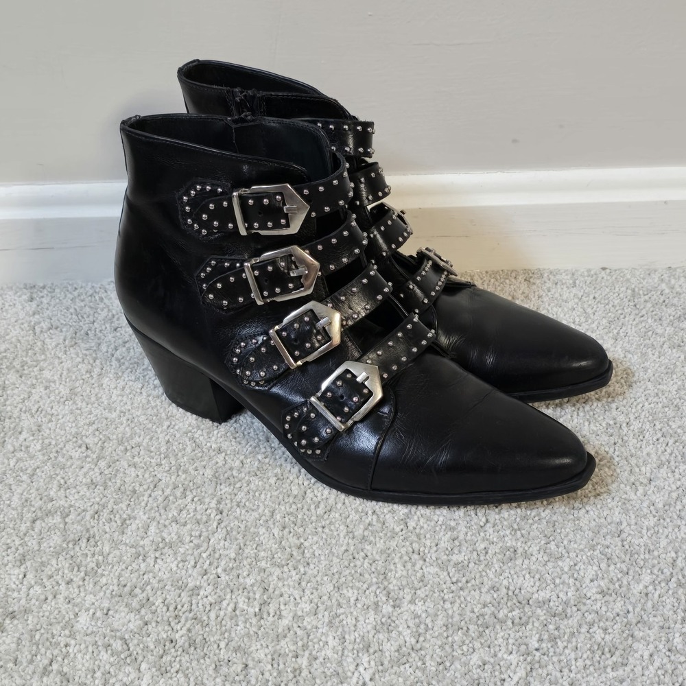 Pertini Boots Womens Sz 39 9 Leather Buckle Stud Ankle‎ Western Steampunk Witch